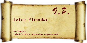 Ivicz Piroska névjegykártya